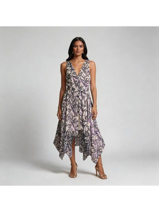 Mossimo Supply Co. Dresses & Skirts - Mossimo Sleeveless Leaf Print Handkerchief Hem Dress in XXL